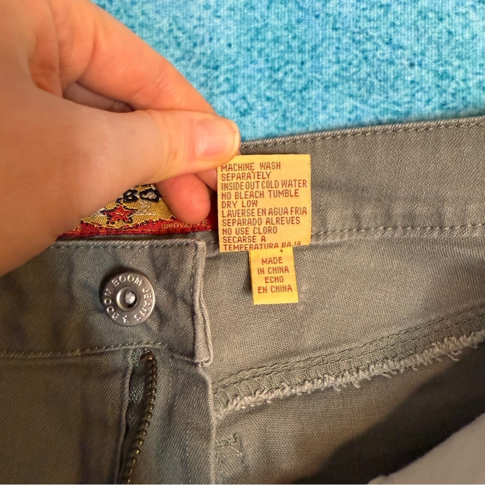 VTG Boom Boom Denim Womens Mini Skirt Olive Size M Y2K Style Zipper Pockets - Picture 8 of 12